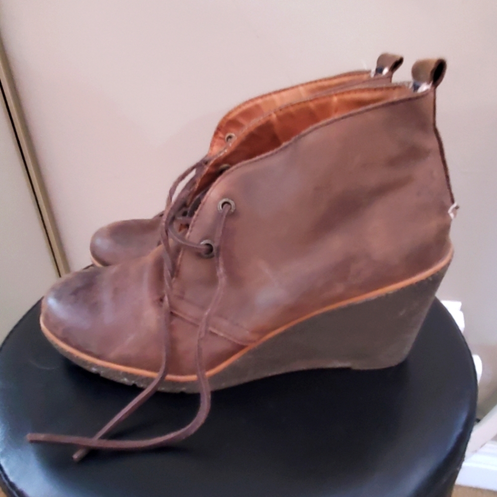 Sperry Brown Leather Ankle Wedge Boots